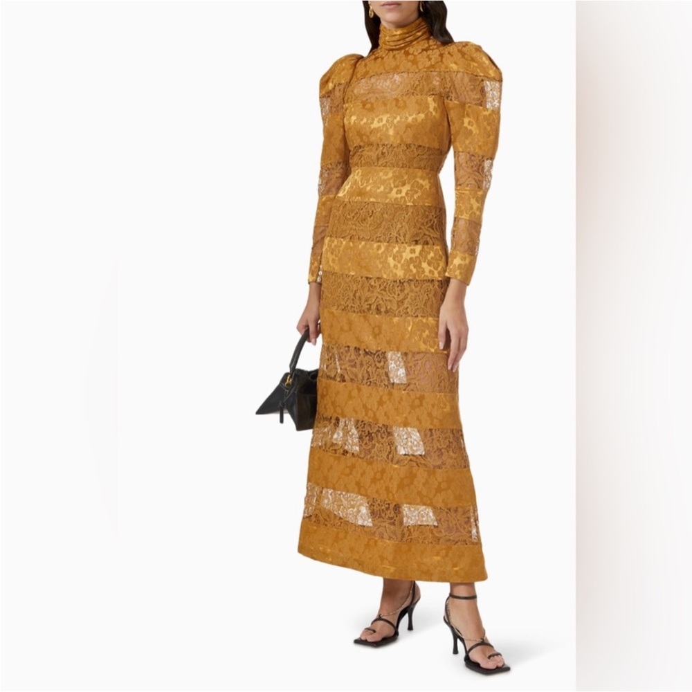 NWT Alémais Emilia Paneled Maxi Dress in Camel sz US 2 - Picture 5 of 16